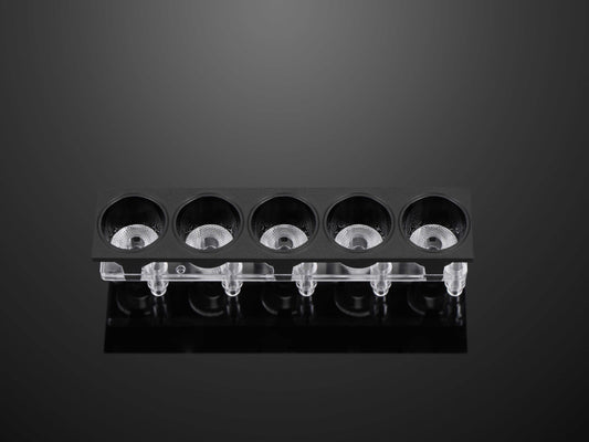 アンチグレアカバーラウンドプラスチックライトリフレクターを備えたLEDリニアオプティカル5in1照明レンズ