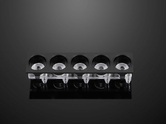 led linear optical 5 in 1 lighting lens with Anti-glare cover round plastic light reflector