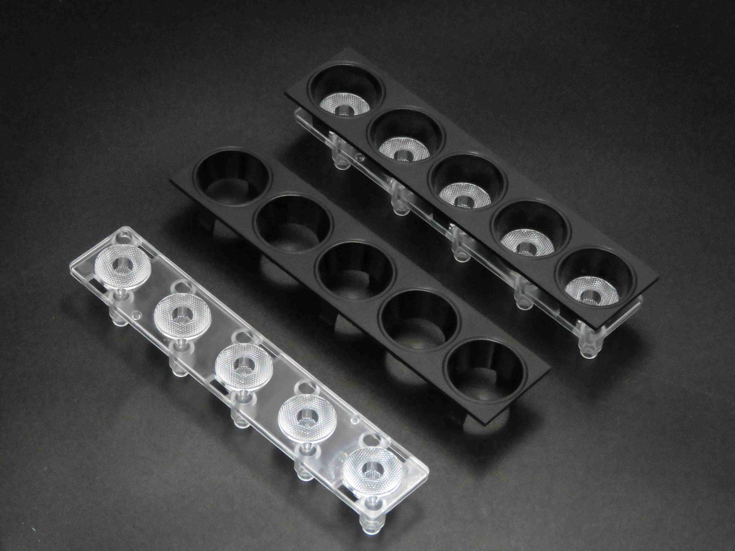 led linear optical 5 in 1 lighting lens with Anti-glare cover round plastic light reflector
